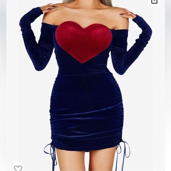 Cyclamen Dresses & Skirts - NWT CYCLAMEN Heart Shaped Velvet Short Gothic Bodycon Party Valentines Dress